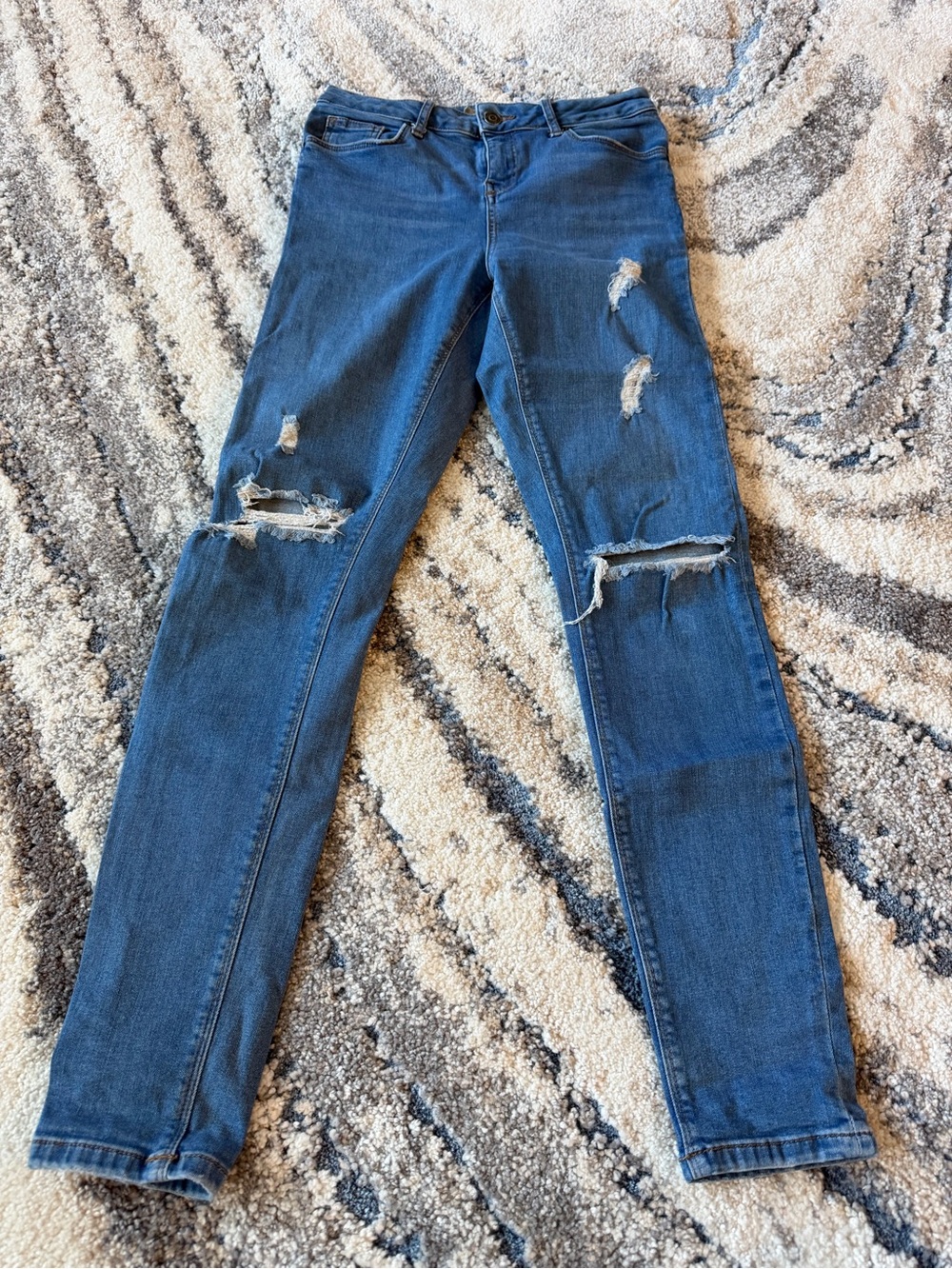 Topshop Distressed Dark Blue Skinny Jeans